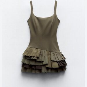 Elegant Olive Tiered Playsuit